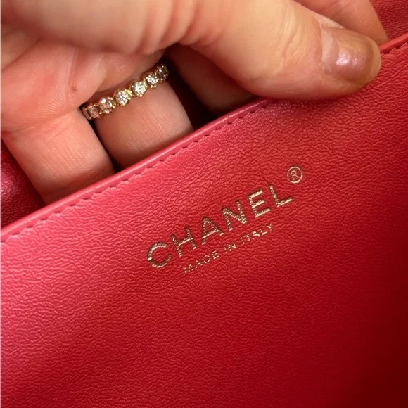 Chanel CC Quilted Patent Flap Clutch Chain Orange Silver Shoulder Bag Purse - Picture 12 of 16